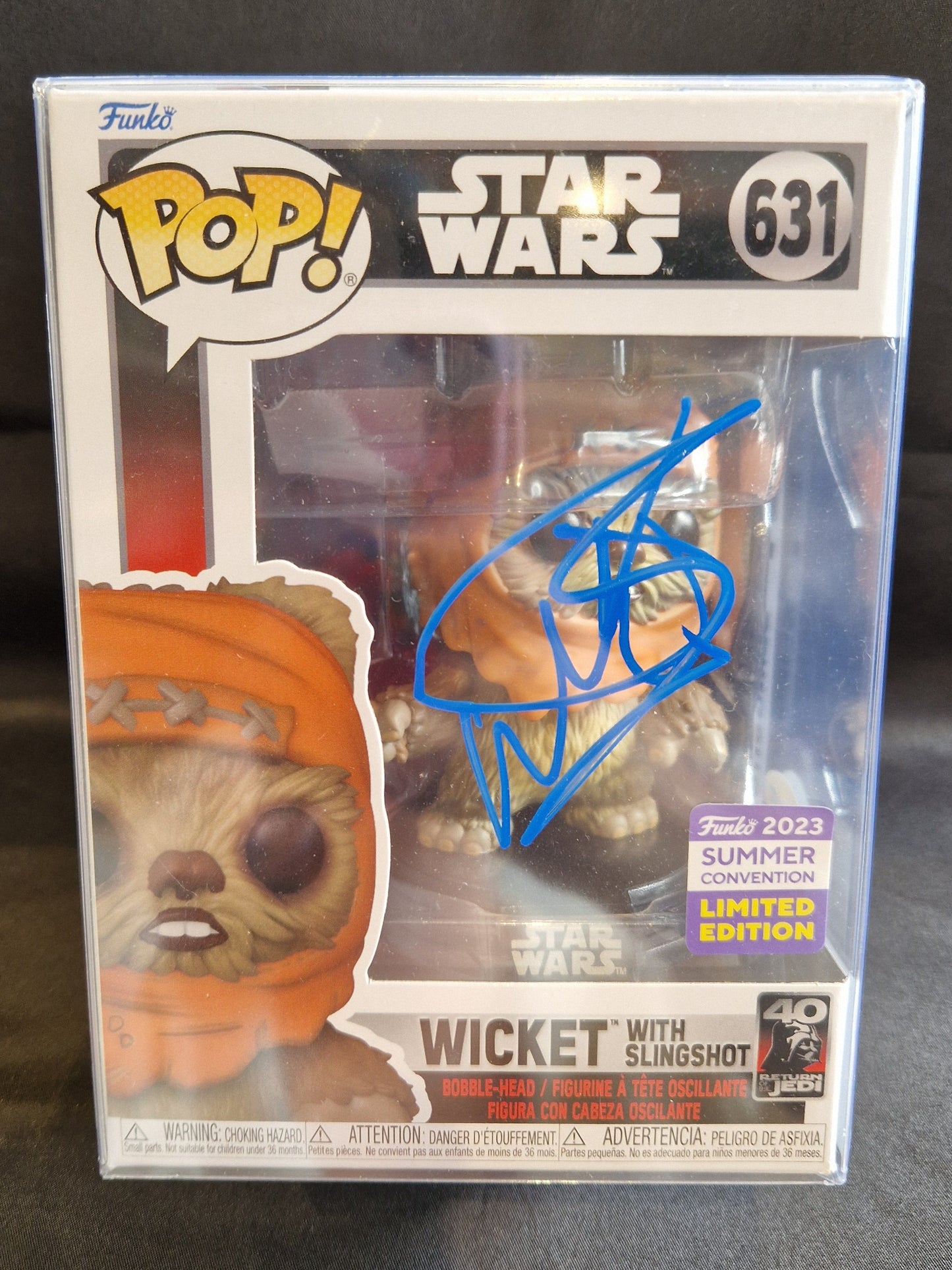 Wicket Funko Pop 631 signed by Warwick Davis