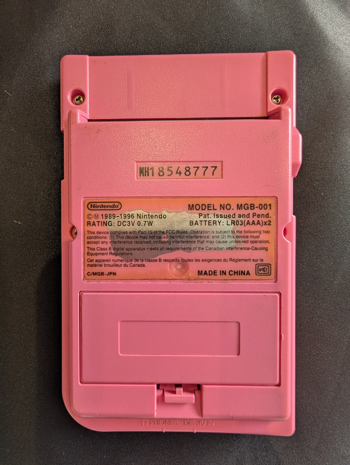 NINTENDO GAME BOY POCKET (MODEL MGB-001) PINK SHELL