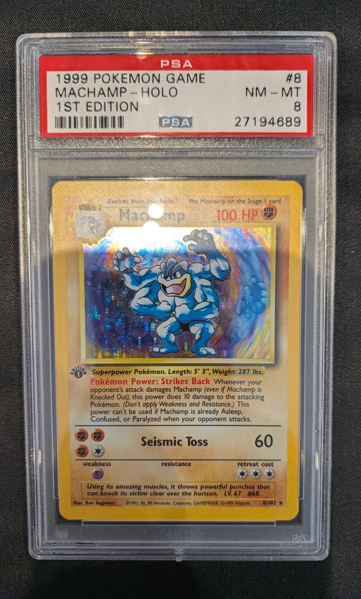 POKEMON 8/102 MACHAMP PSA 8