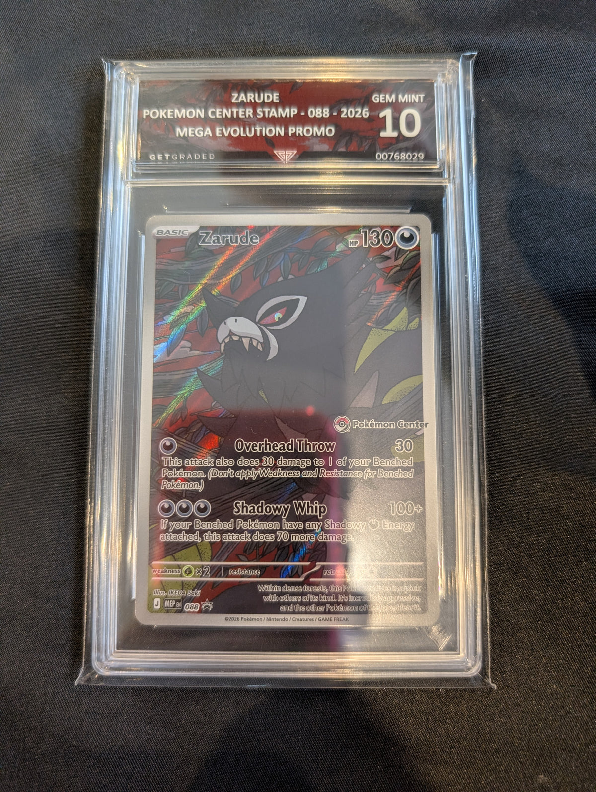 POKEMON CENTRE ZARUDE 088 GET GRADED 10 ENGLISH