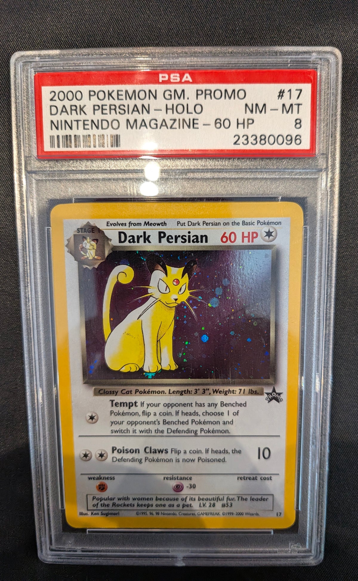 POKEMON NO.17 DARK PERSIAN PROMO PSA 8